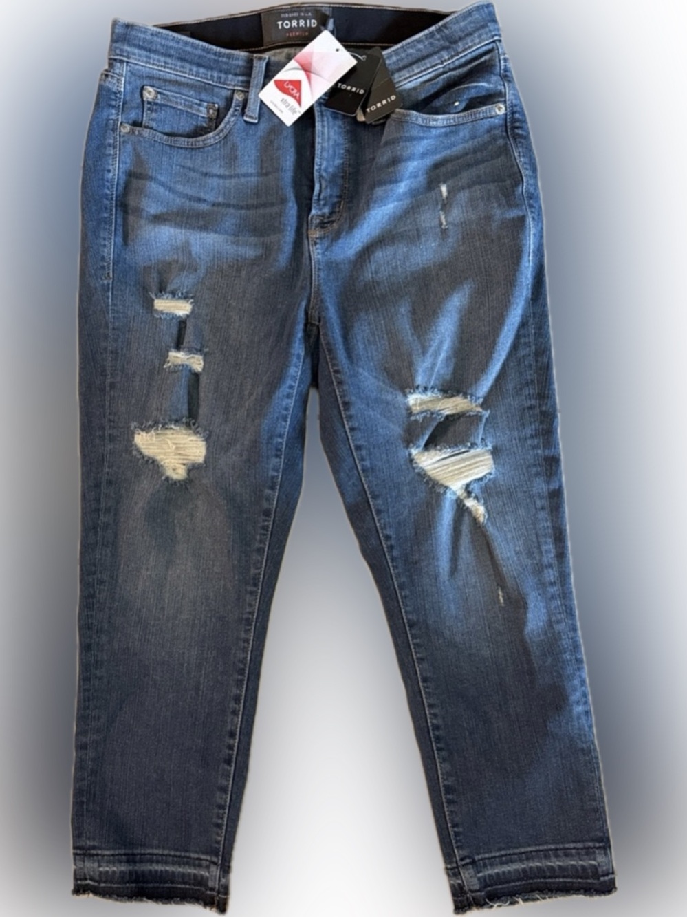 NWT Torrid Dark Blue Distressed Boyfriend Jeans